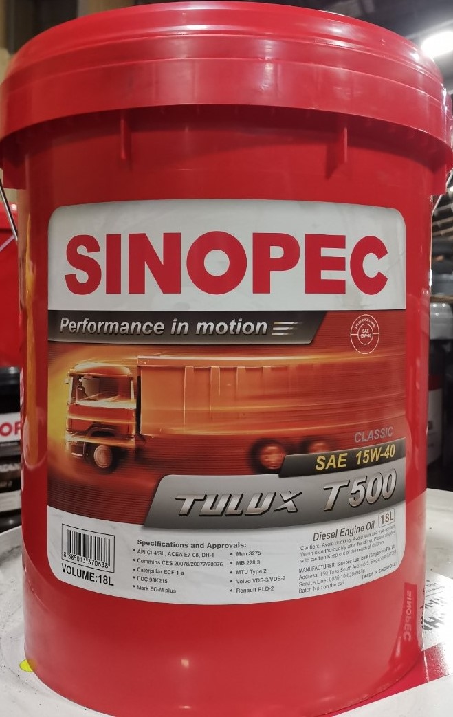 Nhớt động cơ diesel Sinopec Tulux T500 CI-4/SL 15W-40